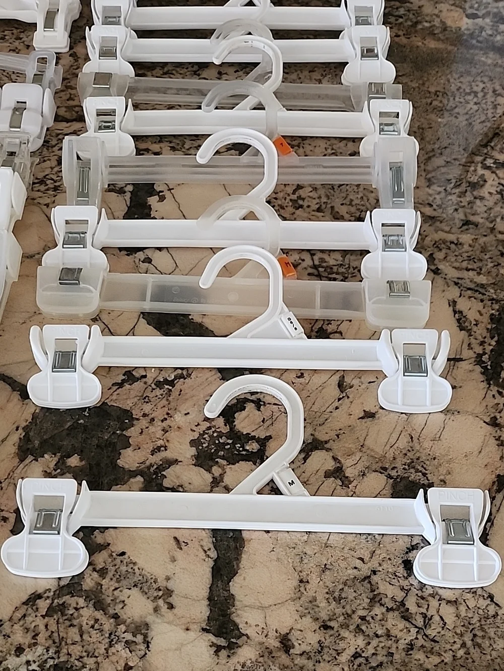 Lot of 30 White Clear Plastic Clothes Hangers for Babies Kids Pants Skirts Short